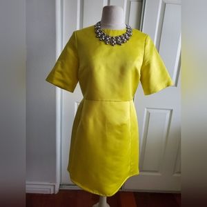 Topshop Yellow Fitted Short Dress, Size 6